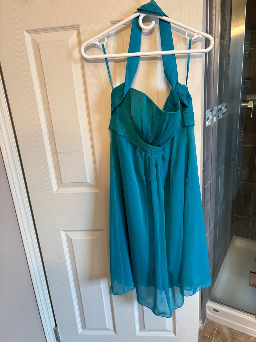 Teal Halter Chiffon Party Dress